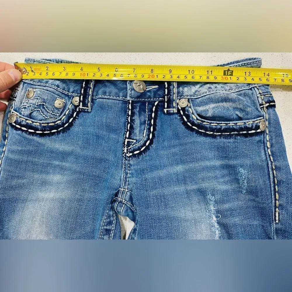 Miss Me Sunny Bootcut Jeans 26x30 Stretch Distressed EUC Embroidered - Picture 11 of 11